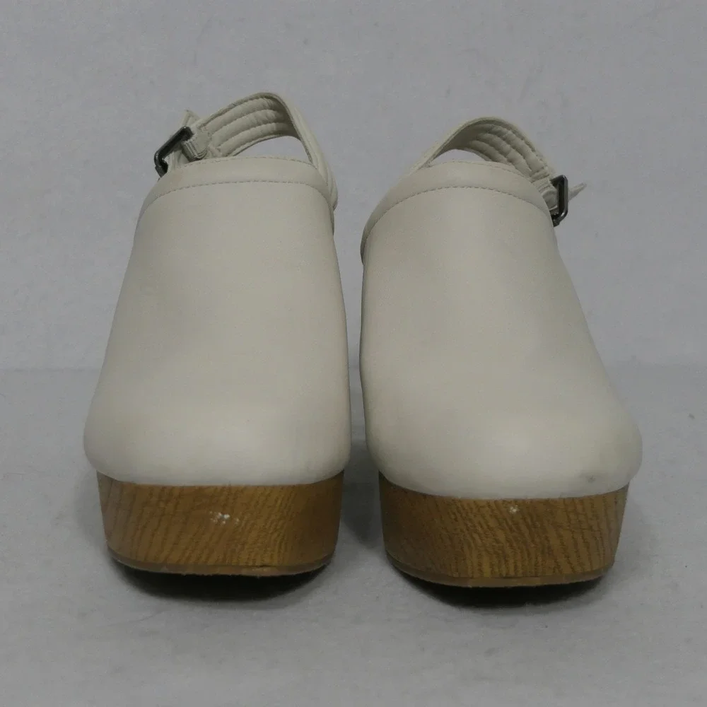 Universal Thread Womens Clogs 8.5 White Slingback Platform Faux Wood Boho Retro